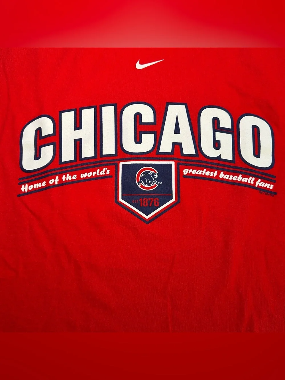 Vintage Nike Team Chicago Cubs MLB Men’s Center Swoosh T-Shirt Y2K Red size M